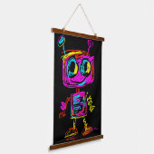 ネオンポップアートロボット: 遊び心と未来感 吊り下げ型タペストリー (傾斜あり)