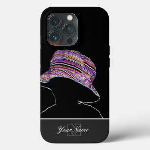ネオンポップ・アートのアートのカラフル帽子とモノグラム! iPhone 13 PROケース