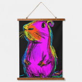 ネオンポップ・アートのアートキャピバ鮮やかラ：予測できなと 吊り下げ型タペストリー (正面)