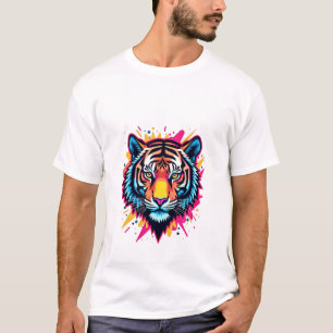 ネオンポップ・アートのアートタイガーデザイン Tシャツ