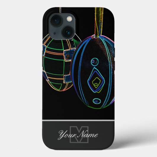 ネオンポップ・アートのアートハッピーイースター卵とモノグラム! Case-Mate iPhoneケース (裏面)