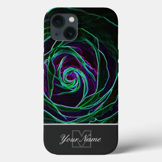 ネオンポップ・アートのアートバラの花とモノグラム! Case-Mate iPhoneケース (裏面)