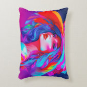 ネオンポップ・アートのアートポートレート アクセントクッション (正面(垂直))