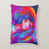 ネオンポップ・アートのアートポートレート アクセントクッション (裏面(縦))