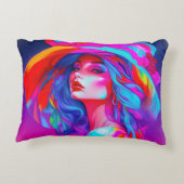 ネオンポップ・アートのアートポートレート アクセントクッション (裏面)