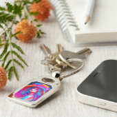 ネオンポップ・アートのアートポートレート キーホルダー (側面)
