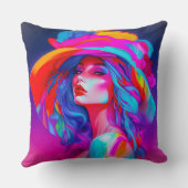 ネオンポップ・アートのアートポートレート クッション (裏面)