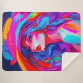 ネオンポップ・アートのアートポートレート シェルパブランケット (正面(横))