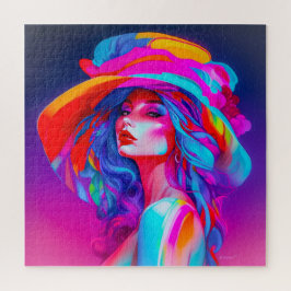 ネオンポップ・アートのアートポートレート ジグソーパズル