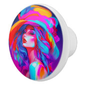 ネオンポップ・アートのアートポートレート セラミックノブ (右)