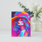 ネオンポップ・アートのアートポートレート ポストカード (スタンド正面)