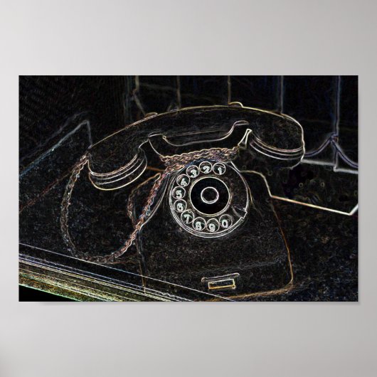 ネオンポップ・アートのアートヴィンテージ古い電話ポスター ポスター (正面)