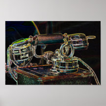 ネオンポップ・アートのアートヴィンテージ古い電話ポスター