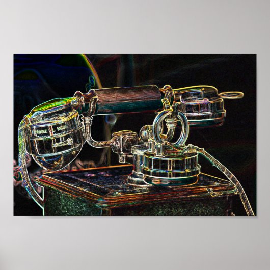 ネオンポップ・アートのアートヴィンテージ古い電話ポスター ポスター (正面)