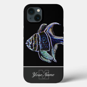 ネオンポップ・アートのアート水族館の魚とモノグラム!ケースマット iPhone 13ケース