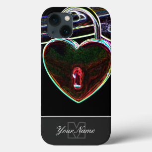 ネオンポップ・アートのアート重い心のこもったモノグラム! iPhone 13ケース