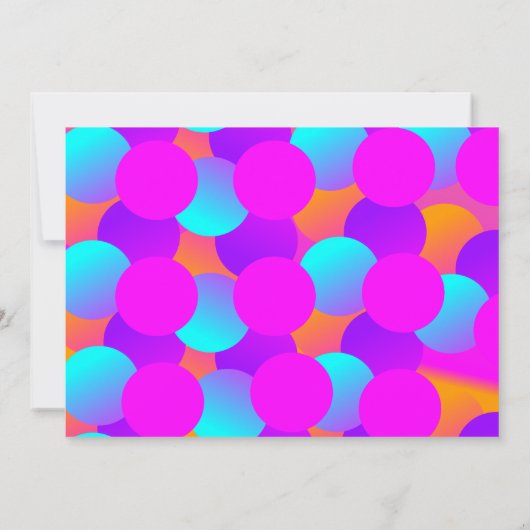 ネオンポップ・アートのテーマ写真バースデーパーティーの上の泡 招待状 (裏面)