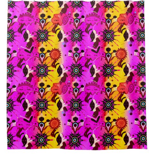 ネオンポップ・アートの文化シャワーカーテン シャワーカーテン (正面)