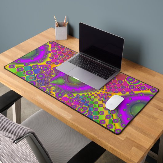 ネオンポップ・アートの紙サイケデリック デスクマット (オフィス2)
