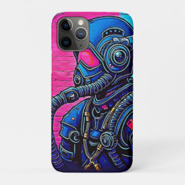 ネオンマスク壁ストリートアートフィギュアデザイン iPhone 11 PROケース