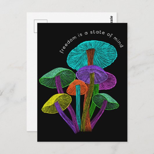 ネオンマッシュルームの自由は心のはがきの州である ポストカード (正面/裏面)