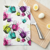 ネオンマニキュアパターン キッチンタオル (四つ折り)