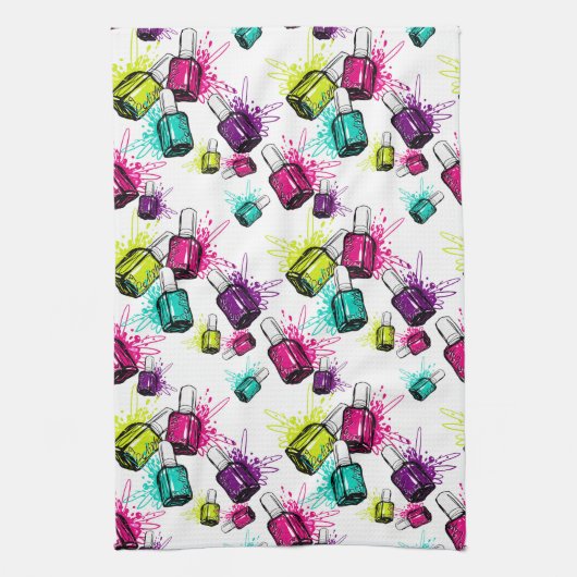 ネオンマニキュアパターン キッチンタオル (縦)