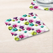 ネオンマニキュアパターン スクエアペーパーコースター (アングル)