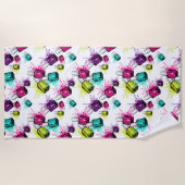 ネオンマニキュアパターン ビーチタオル (正面)