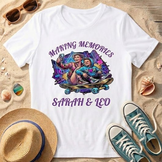 ネオンママ&息子アート | メモリーを作るティー トライブレンドTシャツ