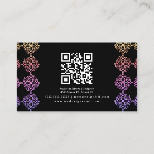 ネオンマンダラヘンナアーティストヨガマクラメ 名刺 (裏面)