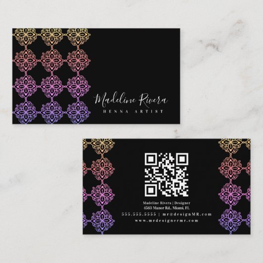 ネオンマンダラヘンナアーティストヨガマクラメ 名刺 (正面/裏面)
