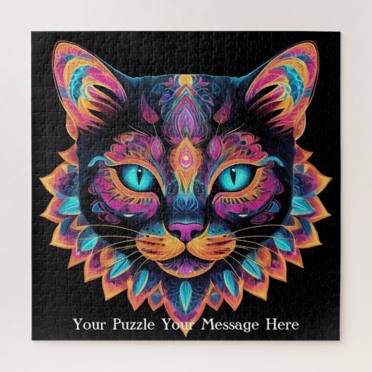 ネオンマンダラ猫 ジグソーパズル (縦)