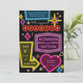 ネオンマーキーシンボルや象徴ラスベガス婚約パーティ 招待状 (スタンド正面)