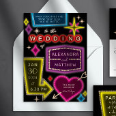 ネオンマーキーシンボルや象徴ラスベガス結婚式招待状 招待状