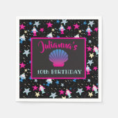 ネオンマーメイドシーライフフィッシュヒトデ誕生日パーティー スタンダードカクテルナプキン (正面)