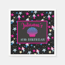 ネオンマーメイドシーライフフィッシュヒトデ誕生日パーティー スタンダードカクテルナプキン