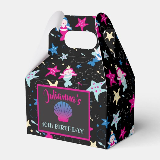 ネオンマーメイドシーライフフィッシュヒトデ誕生日パーティー フェイバーボックス (裏面サイド)
