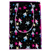 ネオンマーメイドシーライフフィッシュヒトデ誕生日パーティー ミディアムペーパーバッグ (正面)