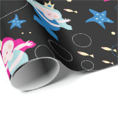 ネオンマーメイドシーライフフィッシュヒトデ誕生日パーティー ラッピングペーパー (ロールコーナー)