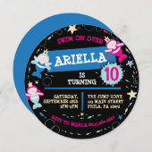 ネオンマーメイドシーライフフィッシュヒトデ誕生日パーティー 招待状 (正面/裏面)