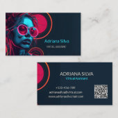 ネオンミニマリスト未来的バーチャルアシスタント 名刺 (正面/裏面)