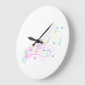 ネオンミュージカルノートウェーブクリップアート ラージ壁時計 (傾斜)
