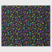 ネオンミュージカルノートOn Black ラッピングペーパー (フラット)