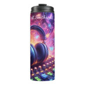 ネオンミュージックミキサーヘッドフォン抽象芸術 タンブラー (正面)