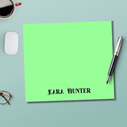 ネオンミントカラー | 黒モダンのスクリプパーソナライズされたト ノートパッド