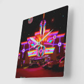 ネオンムーン劇場 スクエア壁時計 (傾斜)