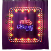 ネオンメリークリスマスキャンディーケーン シャワーカーテン (正面)