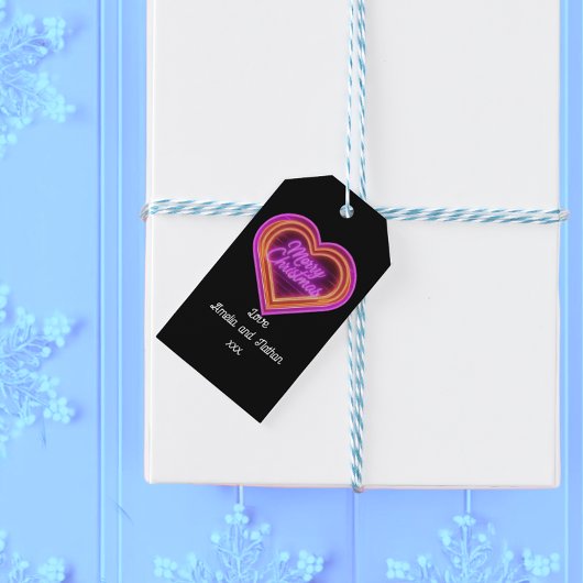 ネオンメリークリスマスパーソナライズされた ギフトタグ