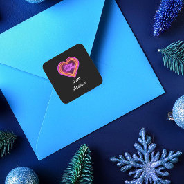 ネオンメリークリスマスパーソナライズされた スクエアシール